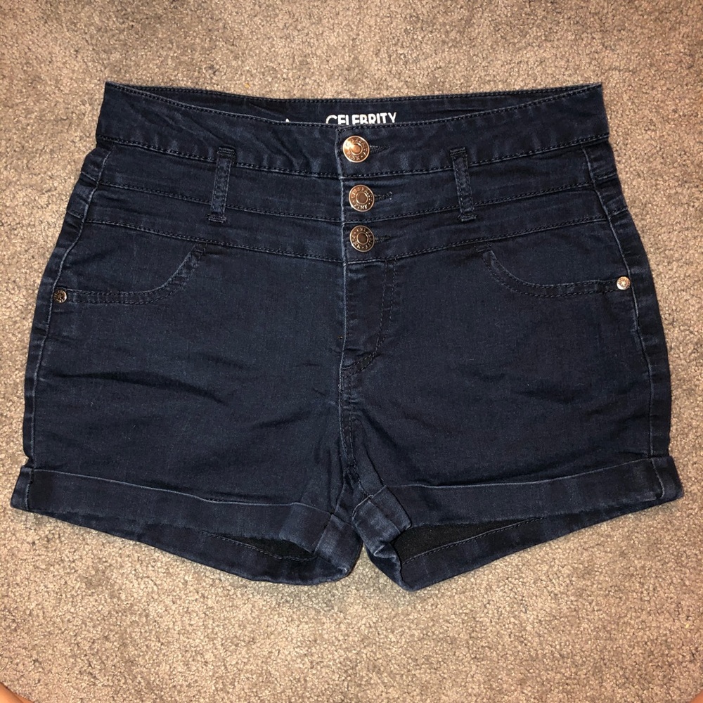 High-Waisted Navy Jean Shorts